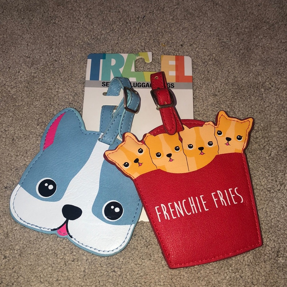 Travel Luggage‎ Tags Tag Set (2) Frenchie Fries Dog New
